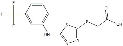2-[(5-{[3-(trifluoromethyl)phenyl]amino}-1,3,4-thiadiazol-2-yl)sulfanyl]acetic acid 结构式