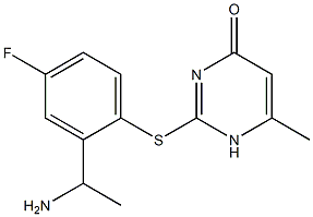 2-{[2-(1-aminoethyl)-4-fluorophenyl]sulfanyl}-6-methyl-1,4-dihydropyrimidin-4-one 结构式