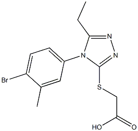 2-{[4-(4-bromo-3-methylphenyl)-5-ethyl-4H-1,2,4-triazol-3-yl]sulfanyl}acetic acid 结构式