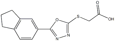 2-{[5-(2,3-dihydro-1H-inden-5-yl)-1,3,4-oxadiazol-2-yl]sulfanyl}acetic acid 结构式