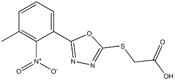 2-{[5-(3-methyl-2-nitrophenyl)-1,3,4-oxadiazol-2-yl]sulfanyl}acetic acid 结构式