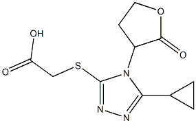 2-{[5-cyclopropyl-4-(2-oxooxolan-3-yl)-4H-1,2,4-triazol-3-yl]sulfanyl}acetic acid 结构式