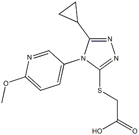 2-{[5-cyclopropyl-4-(6-methoxypyridin-3-yl)-4H-1,2,4-triazol-3-yl]sulfanyl}acetic acid 结构式