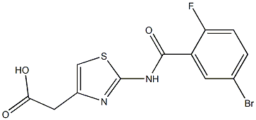 2-{2-[(5-bromo-2-fluorobenzene)amido]-1,3-thiazol-4-yl}acetic acid 结构式