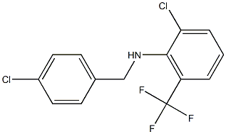 2-chloro-N-[(4-chlorophenyl)methyl]-6-(trifluoromethyl)aniline 结构式