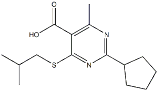 2-cyclopentyl-4-(isobutylthio)-6-methylpyrimidine-5-carboxylic acid 结构式