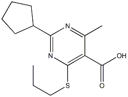 2-cyclopentyl-4-methyl-6-(propylthio)pyrimidine-5-carboxylic acid 结构式