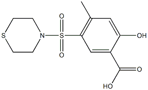 2-hydroxy-4-methyl-5-(thiomorpholine-4-sulfonyl)benzoic acid 结构式