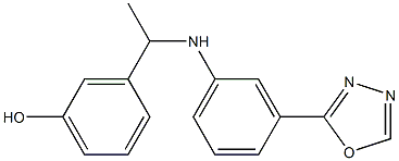 3-(1-{[3-(1,3,4-oxadiazol-2-yl)phenyl]amino}ethyl)phenol 结构式