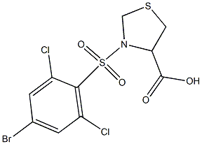 3-[(4-bromo-2,6-dichlorobenzene)sulfonyl]-1,3-thiazolidine-4-carboxylic acid 结构式