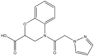 4-[2-(1H-pyrazol-1-yl)acetyl]-3,4-dihydro-2H-1,4-benzoxazine-2-carboxylic acid 结构式