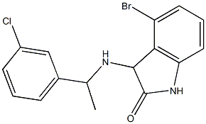 4-bromo-3-{[1-(3-chlorophenyl)ethyl]amino}-2,3-dihydro-1H-indol-2-one 结构式