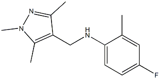 4-fluoro-2-methyl-N-[(1,3,5-trimethyl-1H-pyrazol-4-yl)methyl]aniline 结构式