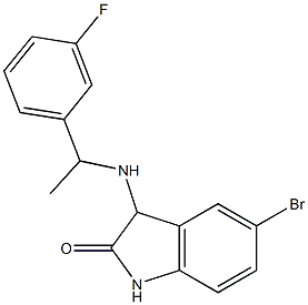 5-bromo-3-{[1-(3-fluorophenyl)ethyl]amino}-2,3-dihydro-1H-indol-2-one 结构式