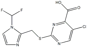 5-chloro-2-({[1-(difluoromethyl)-1H-imidazol-2-yl]methyl}thio)pyrimidine-4-carboxylic acid 结构式