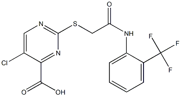 5-chloro-2-[(2-oxo-2-{[2-(trifluoromethyl)phenyl]amino}ethyl)thio]pyrimidine-4-carboxylic acid 结构式