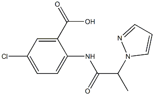 5-chloro-2-[2-(1H-pyrazol-1-yl)propanamido]benzoic acid 结构式