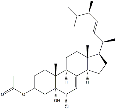 3-Acetoxy-6a-chloroergosta-7,22-dien-5a-ol 结构式