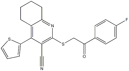 2-{[2-(4-fluorophenyl)-2-oxoethyl]sulfanyl}-4-(2-thienyl)-5,6,7,8-tetrahydro-3-quinolinecarbonitrile 结构式