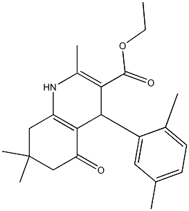 ethyl 4-(2,5-dimethylphenyl)-2,7,7-trimethyl-5-oxo-1,4,5,6,7,8-hexahydro-3-quinolinecarboxylate 结构式