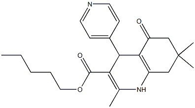 pentyl 2,7,7-trimethyl-5-oxo-4-(4-pyridinyl)-1,4,5,6,7,8-hexahydro-3-quinolinecarboxylate 结构式