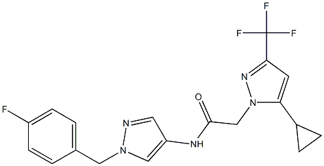 2-[5-cyclopropyl-3-(trifluoromethyl)-1H-pyrazol-1-yl]-N-[1-(4-fluorobenzyl)-1H-pyrazol-4-yl]acetamide 结构式