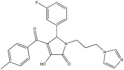 5-(3-fluorophenyl)-3-hydroxy-1-[3-(1H-imidazol-1-yl)propyl]-4-(4-methylbenzoyl)-1,5-dihydro-2H-pyrrol-2-one 结构式