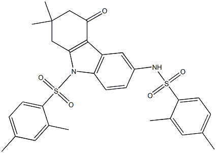 N-{9-[(2,4-dimethylphenyl)sulfonyl]-2,2-dimethyl-4-oxo-2,3,4,9-tetrahydro-1H-carbazol-6-yl}-2,4-dimethylbenzenesulfonamide 结构式