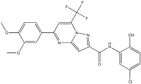 N-(5-chloro-2-hydroxyphenyl)-5-(3,4-dimethoxyphenyl)-7-(trifluoromethyl)pyrazolo[1,5-a]pyrimidine-2-carboxamide 结构式