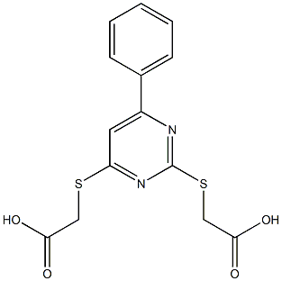 ({2-[(carboxymethyl)sulfanyl]-6-phenyl-4-pyrimidinyl}sulfanyl)acetic acid 结构式