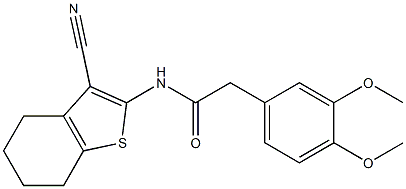 N-(3-cyano-4,5,6,7-tetrahydro-1-benzothiophen-2-yl)-2-(3,4-dimethoxyphenyl)acetamide 结构式