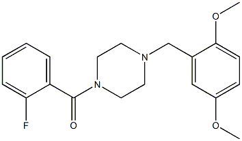 1-{[2,5-bis(methyloxy)phenyl]methyl}-4-[(2-fluorophenyl)carbonyl]piperazine 结构式