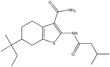 2-[(3-methylbutanoyl)amino]-6-tert-pentyl-4,5,6,7-tetrahydro-1-benzothiophene-3-carboxamide 结构式