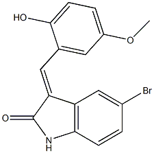 5-bromo-3-(2-hydroxy-5-methoxybenzylidene)-1,3-dihydro-2H-indol-2-one 结构式