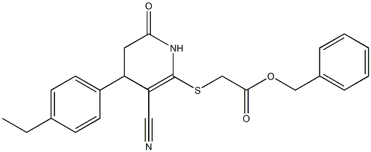 benzyl {[3-cyano-4-(4-ethylphenyl)-6-oxo-1,4,5,6-tetrahydro-2-pyridinyl]sulfanyl}acetate 结构式