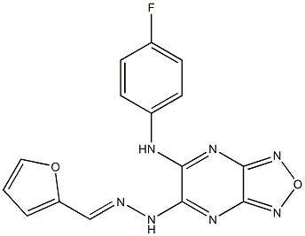 2-furaldehyde [6-(4-fluoroanilino)[1,2,5]oxadiazolo[3,4-b]pyrazin-5-yl]hydrazone 结构式