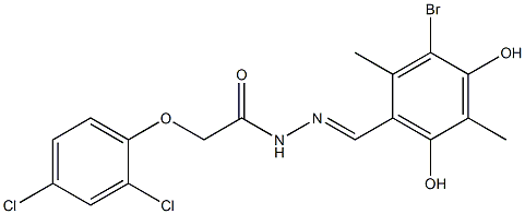 N'-(3-bromo-4,6-dihydroxy-2,5-dimethylbenzylidene)-2-(2,4-dichlorophenoxy)acetohydrazide 结构式