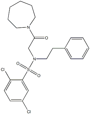 N-[2-(1-azepanyl)-2-oxoethyl]-2,5-dichloro-N-(2-phenylethyl)benzenesulfonamide 结构式