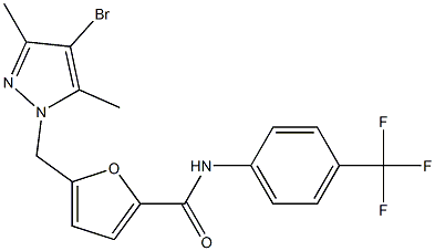 5-[(4-bromo-3,5-dimethyl-1H-pyrazol-1-yl)methyl]-N-[4-(trifluoromethyl)phenyl]-2-furamide 结构式