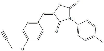 3-(4-methylphenyl)-5-[4-(prop-2-ynyloxy)benzylidene]-1,3-thiazolidine-2,4-dione 结构式