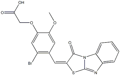 {5-bromo-2-methoxy-4-[(3-oxo[1,3]thiazolo[3,2-a]benzimidazol-2(3H)-ylidene)methyl]phenoxy}acetic acid 结构式