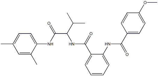 N-{1-[(2,4-dimethylanilino)carbonyl]-2-methylpropyl}-2-[(4-methoxybenzoyl)amino]benzamide 结构式