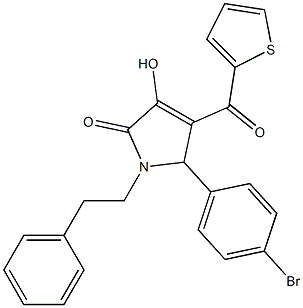 5-(4-bromophenyl)-3-hydroxy-1-(2-phenylethyl)-4-(thien-2-ylcarbonyl)-1,5-dihydro-2H-pyrrol-2-one 结构式