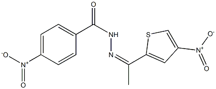 4-nitro-N'-(1-{4-nitro-2-thienyl}ethylidene)benzohydrazide 结构式