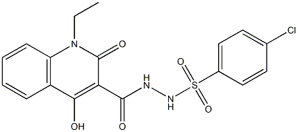 4-chloro-N'-[(1-ethyl-4-hydroxy-2-oxo-1,2-dihydroquinolin-3-yl)carbonyl]benzenesulfonohydrazide 结构式