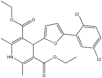 diethyl 4-[5-(2,5-dichlorophenyl)-2-furyl]-2,6-dimethyl-1,4-dihydro-3,5-pyridinedicarboxylate 结构式