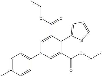diethyl 1-(4-methylphenyl)-4-(2-thienyl)-1,4-dihydro-3,5-pyridinedicarboxylate 结构式