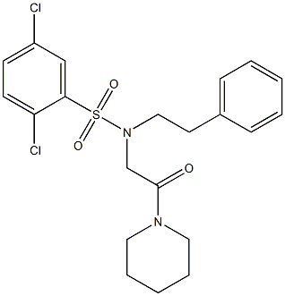 2,5-dichloro-N-(2-oxo-2-piperidin-1-ylethyl)-N-(2-phenylethyl)benzenesulfonamide 结构式