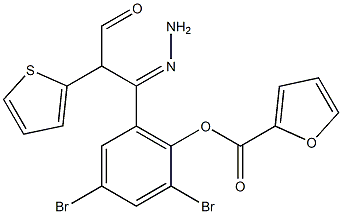 2,4-dibromo-6-[2-(2-thienylacetyl)carbohydrazonoyl]phenyl 2-furoate 结构式