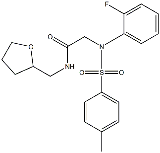 2-{2-fluoro[(4-methylphenyl)sulfonyl]anilino}-N-(tetrahydro-2-furanylmethyl)acetamide 结构式